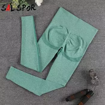 Леггинсы пуш-ап, женские бесшовные леггинсы с высокой талией, эластичные дышащие леггинсы для фитнеса и тренировок в тренажерном зале S чёрный