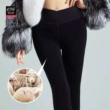 «Леггинсы Red Pepper Winter Plus Velvet Thick Leggings — большой размер, однотонный, трехслойная шерсть, теплые штаны с застежкой-молнией» Silk, One Size чёрный