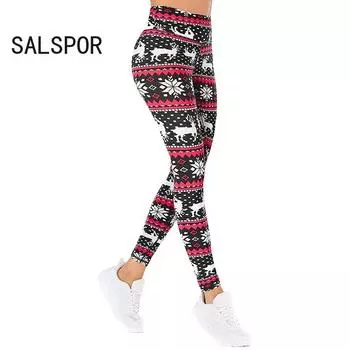 Леггинсы с рождественским принтом, женские облегающие эластичные брюки, леггинсы в полоску со снежинками, женские брюки с цветами S