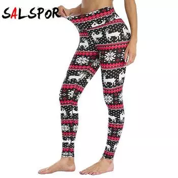 Леггинсы с рождественским принтом, женские облегающие эластичные брюки, леггинсы в полоску со снежинками, женские брюки с цветами, рождественские подарки S