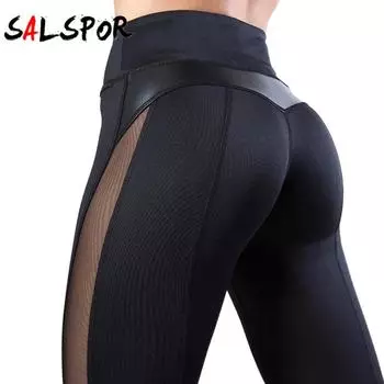 Леггинсы с сердцем и бедрами, кожаные брюки для фитнеса в стиле пэчворк с высокой талией, эластичные