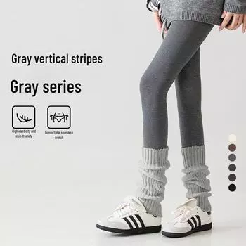 Леггинсы с серой бархатной подкладкой для женщин — теплые, плотные, морозостойкие колготки с защитой от падения на осень и зиму Simple 120g No Velvet