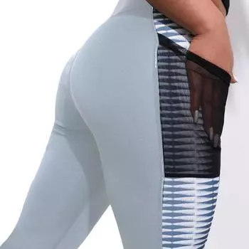 Леггинсы с высокой талией и карманами, женские леггинсы для фитнеса и тренировок с принтом, брюки в стиле пэчворк, женские леггинсы с эффектом пуш-ап S серый