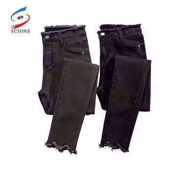 Леггинсы SCIONE, эластичные джинсы, детские леггинсы большого размера, узкие, с девятью заостренными краями, маленькие леггинсы 25 чёрный