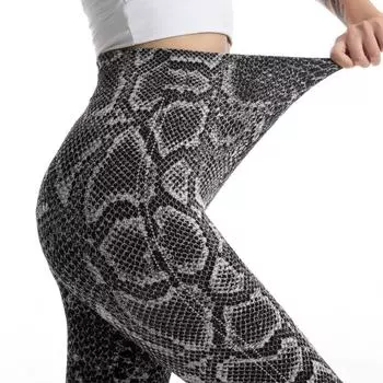 Леггинсы Scrunch Snake Print Бесшовные брюки Tummy Control Личность Тренажерный зал Фитнес S синий