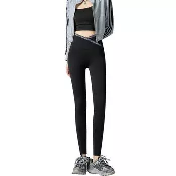 Леггинсы Shark с перекрестной талией для женщин, брюки на весну и осень, обтягивающие живот, обтягивающие ягодицы, брюки для фитнеса и йоги Barbie на весну и осень S