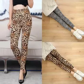 Леггинсы-стрейч с высокой талией и леопардовым принтом — стильные и удобные женские узкие брюки, горячая распродажа! One size синий/белый