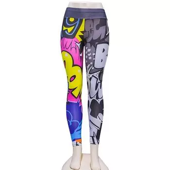 Леггинсы Забавные граффити-бум с буквенным принтом Длинные брюки для спортзала Леггинсы с высокой талией S