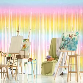 Легкая бахрома занавеска нарядный симпатичный красочный фольгированный фон