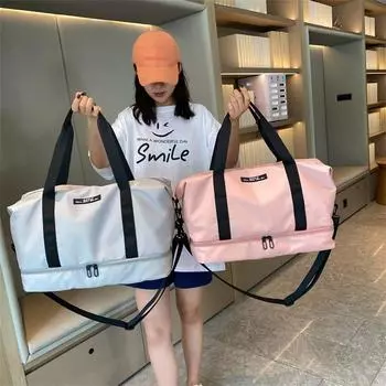 Легкая большая вместительная сумка для фитнеса и йоги, новинка 2023 года, нейлоновая дорожная сумка для мужчин и женщин, модная спортивная сумка для отдыха, вещевые сумки 48*30*25 серый