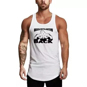 Легкая быстросохнущая дышащая майка Muscleguys для бодибилдинга, летние футболки для бега и тренировок, мужская майка M чёрный