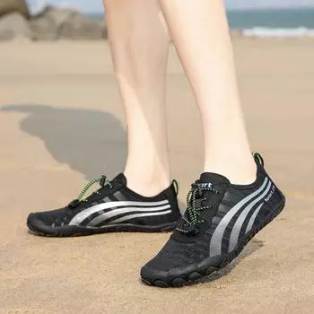 Легкая быстросохнущая обувь Aqua для мужчин, дышащая женская обувь для пляжной ходьбы, нескользящие удобные уличные кроссовки унисекс 35 чёрный