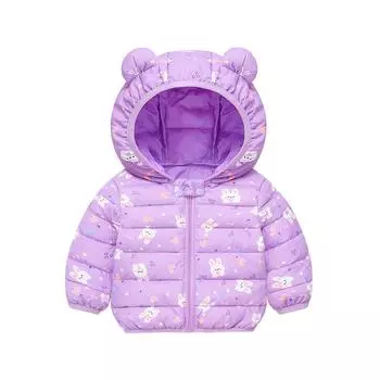 Легкая детская одежда из хлопка с капюшоном для мальчиков и девочек из мультфильмов, маленького и среднего размера 80cm