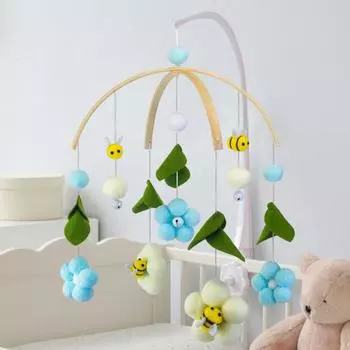 Легкая детская погремушка игрушка Маленькая пчелка Цветочный дизайн Интересный мультяшный мобиль для кроватки розовый