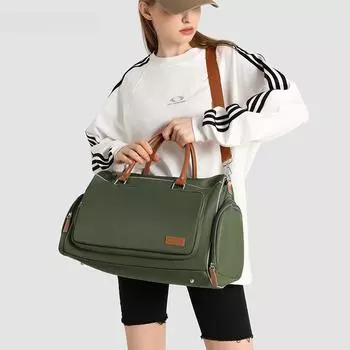 Легкая дорожная мужская сумка для фитнеса, женская сумка для коротких дистанций, улучшенная сенсорная сумка для тренировок, с разделением сухого и влажного воздуха зелёный