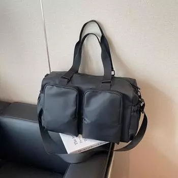 Легкая дорожная сумка однотонная сумка через плечо сумка-тоут чёрный