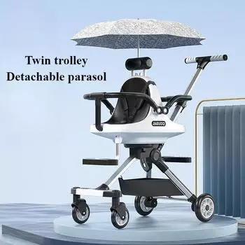 Легкая двухместная коляска с навесом для младенцев и малышей, дорожная коляска-зонтик для близнецов, компактная, легко складывается, алюминиевая рама розовый