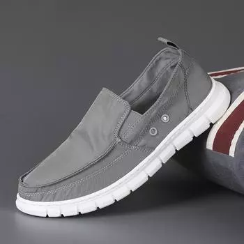 Легкая дышащая парусиновая обувь, мужская повседневная обувь, мужская вулканизированная обувь, мягкая обувь на плоской подошве, уличные мужские кроссовки, лоферы 38 чёрный