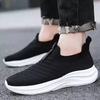Легкая дышащая прогулочная обувь для людей среднего и пожилого возраста, универсальная сетчатая спортивная и повседневная обувь для мужчин и женщин 44 чёрный