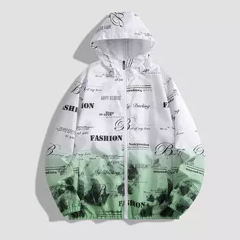 Легкая дышащая солнцезащитная одежда, куртка с принтом, уличный кожаный костюм, Тренч для пары с капюшоном, большой 8XL синий