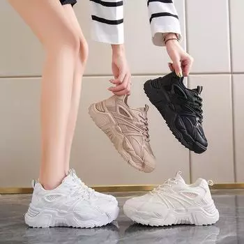 Легкая, дышащая, женская обувь, женская обувь на толстой подошве со шнуровкой, кроссовки, кроссовки для бега 35 чёрный