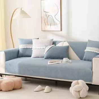 Легкая французская диванная подушка Four Seasons, универсальная нескользящая кожаная подушка для дивана из синели, осень и зима 70*70cm