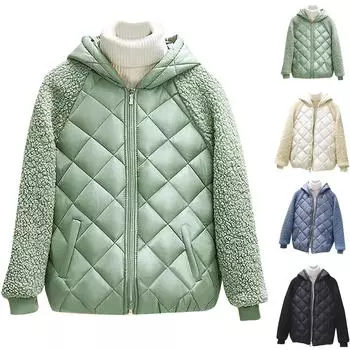 Легкая хлопковая куртка Женская короткая куртка Зимняя женская новая корейская версия Свободная хлопковая куртка из искусственной овечьей шерсти Маленькая хлопковая куртка XXXXL синий