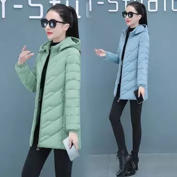 Легкая хлопковая куртка женская средней длины в зимнем стиле, новая хлопковая куртка для похудения и похудения, теплая хлопковая куртка, куртка большого размера XXXXXXL