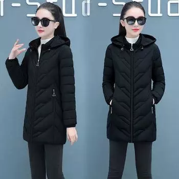 Легкая хлопковая куртка женская средней длины в зимнем стиле, новая хлопковая куртка для похудения и похудения, теплая хлопковая куртка, куртка большого размера XL