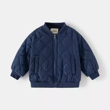 Легкая хлопковая одежда для мальчиков, детские стеганые куртки, детская осенне-зимняя теплая хлопковая одежда, детские куртки в зарубежном стиле 90cm темно-синий
