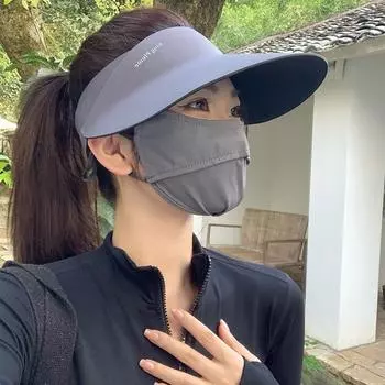 Легкая и бесшовная интегрированная солнцезащитная шляпа Женская летняя солнцезащитная шляпа УФ-защита для занятий спортом на открытом воздухе для бега пустой цилиндр Average size (54-58cm) темно-серого