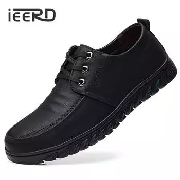 Легкая и мягкая повседневная обувь из кожи из микрофибры, мужские лоферы, модная классическая мужская обувь, весенняя обувь на плоской подошве со шнуровкой 38 коричневый