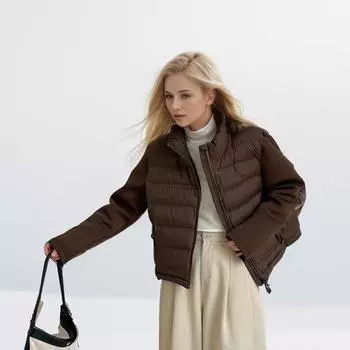 Легкая и тонкая модная женская одежда, сращивающаяся куртка, тонкая и тонкая, воротник-стойка, пуховик женский S армия зеленый