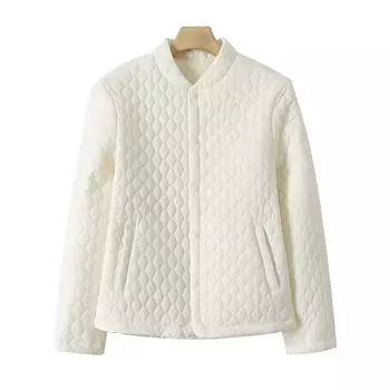 Легкая и тонкая вышитая теплая маленькая хлопковая куртка, бейсбольная хлопковая куртка, модная подкладка для весны и осени, теплая M-90-55kg белый