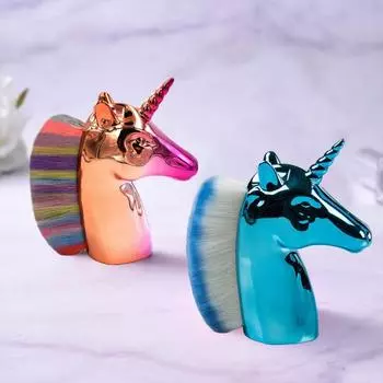 Легкая искусственная волокнистая кисть для тональной основы в форме лошадиной головы, рассыпчатая пудра, румяна, косметика для лица