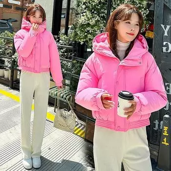 Легкая короткая пуховая хлопковая утепленная одежда женская хлопковая утепленная одежда с капюшоном зимняя модная теплая маленькая куртка прилив M белый