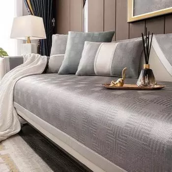 Легкая кожаная подушка для дивана из ледяного шелка, роскошная летняя подушка для сиденья на лето, простой современный нескользящий кожаный чехол для дивана 70*70