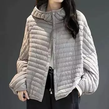 Легкая куртка осень/зима женская мода легкая свободная куртка Parker Down Cotton Coat женская L серый
