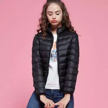 Легкая куртка-пуховик 2024 зима большой размер женская короткая студенческая корейская версия симпатичная облегающая свободная куртка большого размера S
