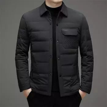 Легкая куртка-пуховик из белого гусиного пуха, осенне-зимняя мужская простая деловая короткая куртка-пуховик, утепленная и морозостойкая M темно-синий