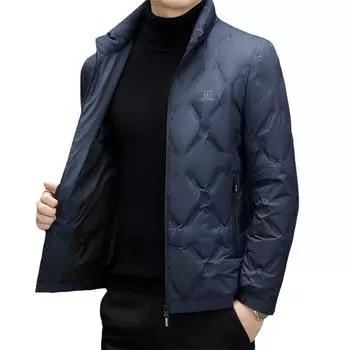 Легкая куртка-пуховик, простая короткая белая утиная пуховая куртка для осени и зимы для мужчин с воротником-стойкой M