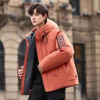 Легкая куртка-пуховик с капюшоном, мужская повседневная куртка для активного отдыха, утепленная куртка для инструментов M чёрный