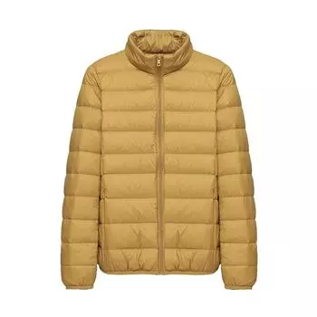 Легкая куртка-пуховик женская короткая осень и зима корейская версия новый воротник-стойка большой размер легкая белая куртка на утином пуху антисезонная прилив S чёрный