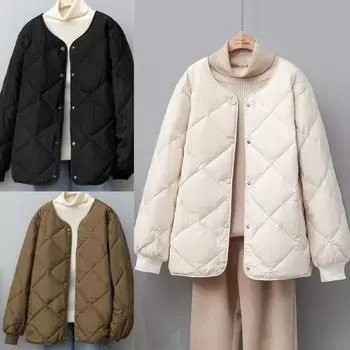 Легкая куртка с хлопковой подкладкой, женская осенне-зимняя куртка с хлопковой подкладкой, модные свободные стеганые куртки, верхняя одежда XL белый