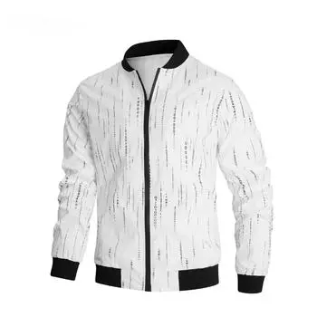 Легкая куртка с принтом номера, мужская повседневная бейсбольная куртка на молнии для весны и осени XS белый