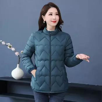 Легкая куртка с пуховым наполнителем, стеганая куртка, женская осенне-зимняя стеганая куртка, корейская версия свободной короткой толстой маленькой стеганой куртки XXXXXL синий