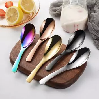 Легкая ложка для еды Легко чистится Надежная нержавеющая сталь серебряный