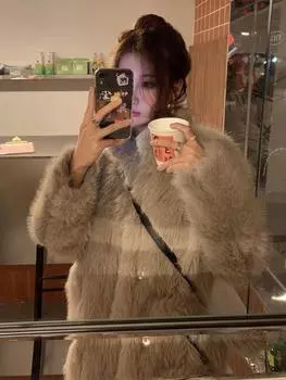 Легкая меховая куртка женская искусственная лисья шерсть зимняя маленькая темпераментная передовая чувствительная воротник-стойка экологически чистая плюшевая хлопковая куртка S