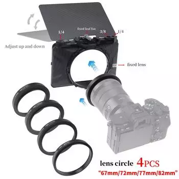 Легкая мини-матовая коробка FOTGA с верхним флажком, стержень 15 мм, 4 шт. адаптера для объектива чёрный