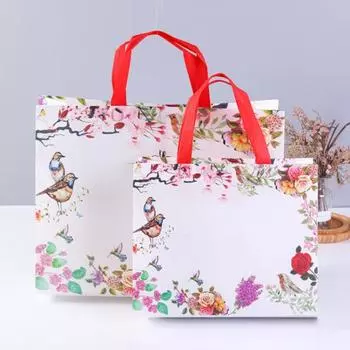 Легкая многофункциональная сумка с птицами и цветочным принтом Conveninet, магазин одежды, тканевая сумка, сумка для покупок S 1